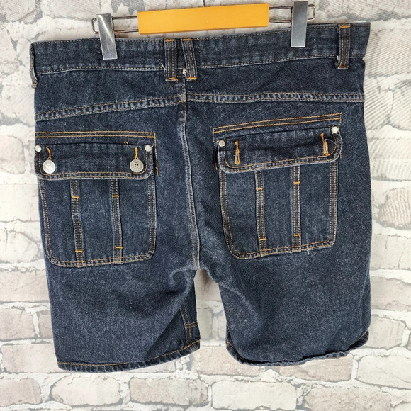 Vintage Mecca Denim Jorts Shorts  Y2K Dark Wash Streetwear Skater Size 38 - Picture 6 of 13